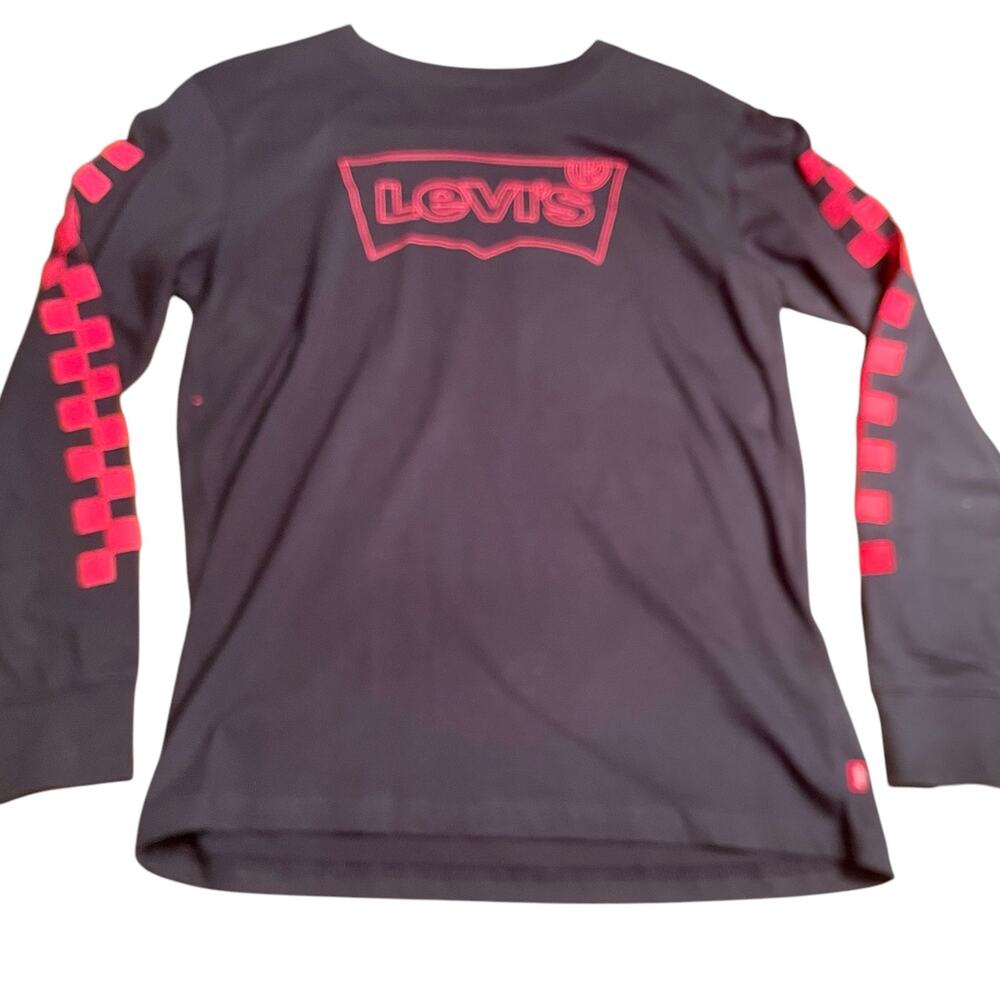 Levis Logo Pullover T-Shirt Sportswear Youth XL Longsleeve Black Red NWT -A0040